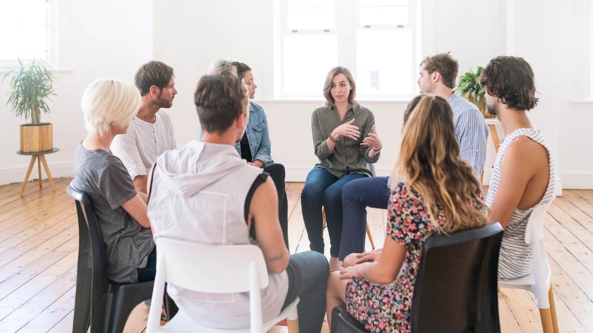 Group therapy session during cocaine rehab in Nashville, TN. 