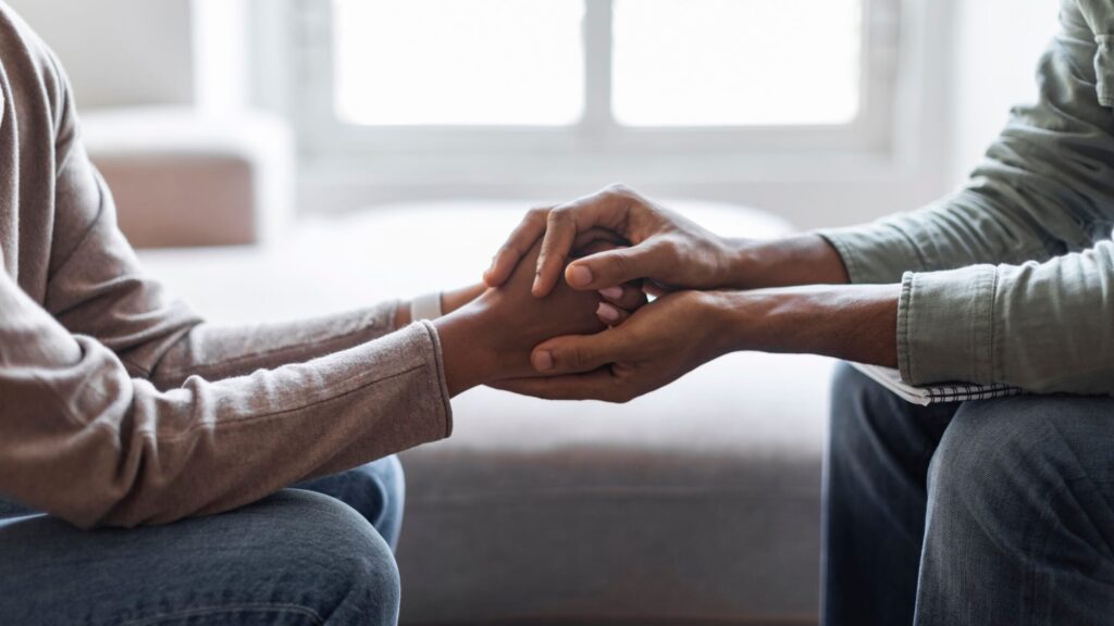 A therapist provides support to a client at a rehab near Franklin, TN.